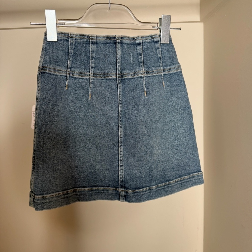 Free People Blue Denim Mini Skirt